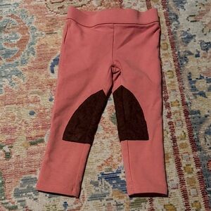 Kids Pink riding Leggings with Brown Accents